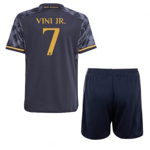 Real Madrid Vinicius Junior #7 Bortaställ Barn 2023-24 Kortärmad (+ Korta byxor)